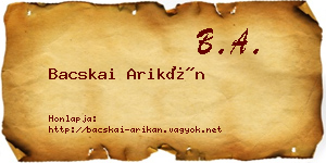 Bacskai Arikán névjegykártya